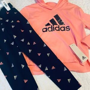 Adidas Pink and Black Matching Leggings Set